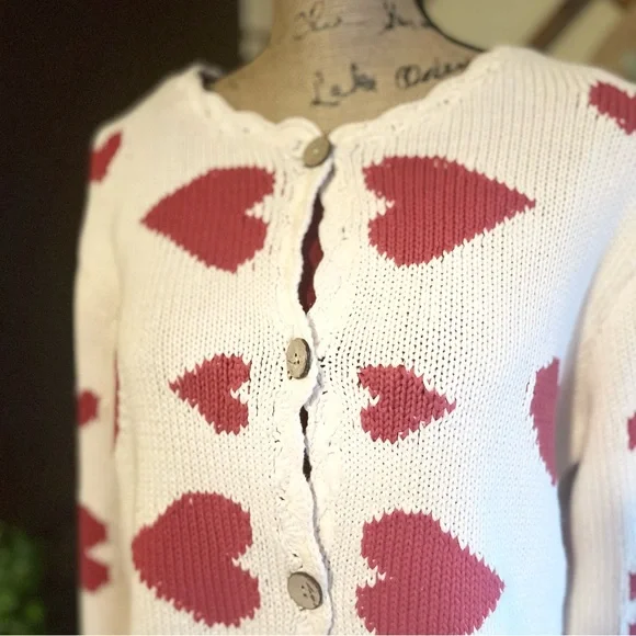 Vintage Norm Thompson Knit Heart Pattern Sweater - Picture 4 of 5